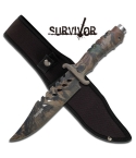 Survivor HK-1037S Camo Bowie Fixed Blade Knife