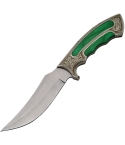 CN211396GN Silver and Green Fancy Bowie Fixed Blade Knife