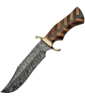 Damascus DM1221 Bowie Fixed Blade Knife - Checkered