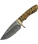 Damascus DM1210 Knotted Wood Fixed Blade Knife