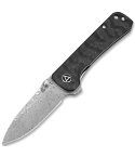 QSP QS131-A Hawk Damasteel Linerlock Knife | Carbon Fibre