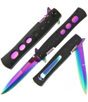 GOL-963BR Italian Godfather Style Stiletto Folding Knife - Rainbow