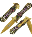 Golan GOL-345GD Gold Anodised Folding Knife with Steel Handle
