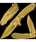 Golan GOL-534GD Gold Anodised Folding Knife with Steel Handle