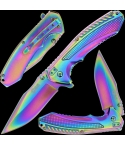 Golan GOL-534RB Rainbow Folding Knife with Steel Handle