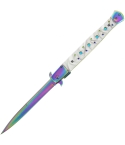 Golan GOL-101P-RB 12.5" Monster Stiletto Rainbow Lock Knife - Pearl