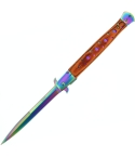 Golan GOL-101WD-RB 12.5" Monster Rainbow Stiletto Lock Knife - Pakkawood Handle
