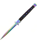 Golan GOL-101G10-RB 12.5" Monster Rainbow Stiletto Lock Knife - Black