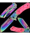 Golan GOL-531PK Rainbow Folding Knife with Pink Pearl Handle