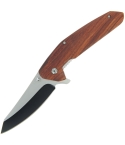 K-LK-090 Classic Style Lock Knife Wooden Handle with Two-Tone Blade