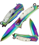 Golan GOL-561WP Rainbow Folding Knife with Pearl Insert