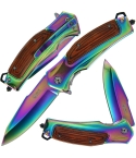Golan GOL-561WD Rainbow Folding Knife with Pakkawood Insert