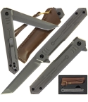 Sleek Tanto Bearing Linerlock Knife and Sheath Set