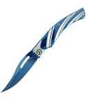 7cm Shiny Blue and Silver Non-Locking EDC Knife