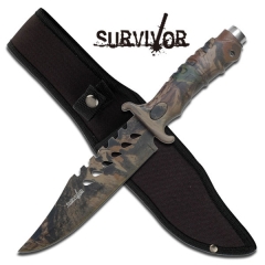 Survivor HK-1037S Camo Bowie Fixed Blade Knife