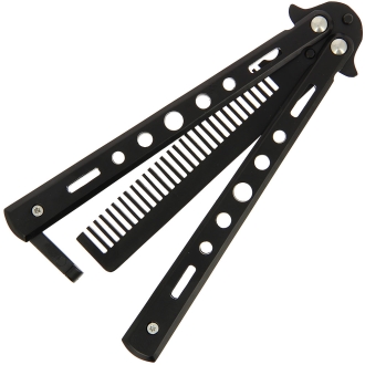Black Stainless Steel Balisong Comb Trainer