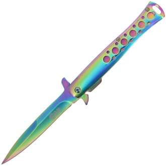GOL-456RB 9.2" Rainbow Stiletto Lock Knife