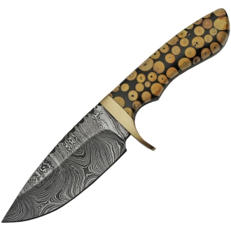 Damascus DM1210 Knotted Wood Fixed Blade Knife