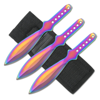 RC-001RB Rainbow Coated Throwing Knife Set