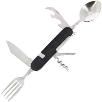 GJ-05-BLACK Multi-Tool Knife and Fork Set in Black
