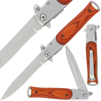 Stiletto Lock Knife with Wood Handle