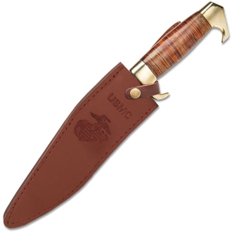 United Cutlery UC3329 USMC Stacked Leather Handle Kukri Knife